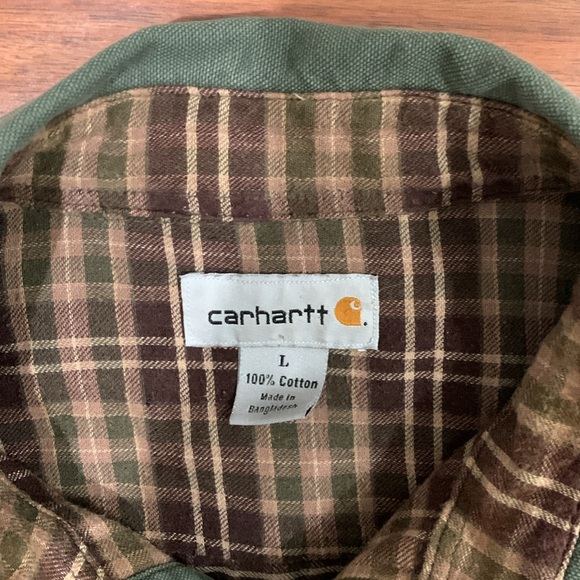 Vintage Carhartt Flannel Linned Work Shirt, 100% Cotton - Men’s SIZE LARGE - Picture 6 of 16